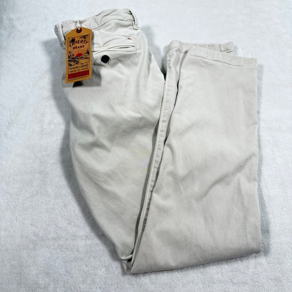 Faherty Coastline Men Stretch Chino Pants Stone Flat Front Tailored Fit 32x32